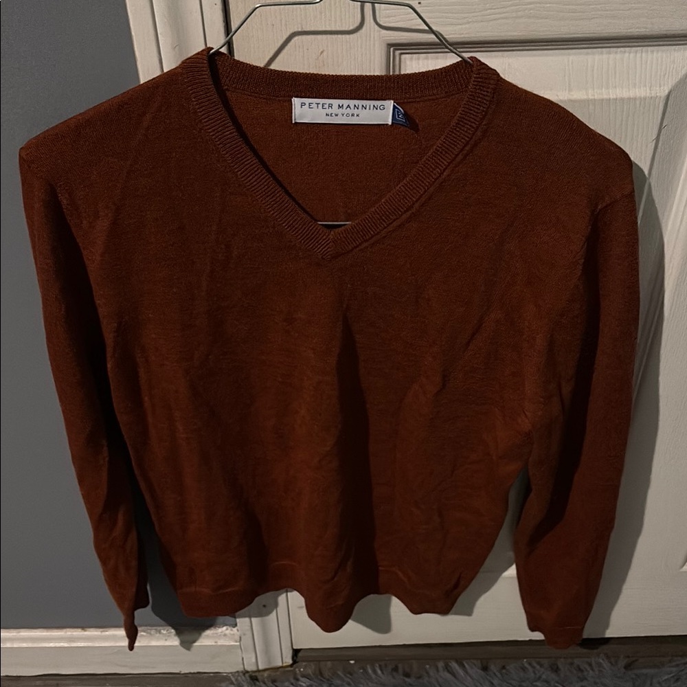 Peter Manning Rust Orange V-Neck Sweater